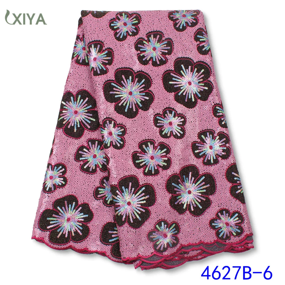 

Latest African Lace Fabric Sequence Lace High Quality Velvet Lace Fabric with Sequins Nigerian Lace Fabric for Wedding APW4627B