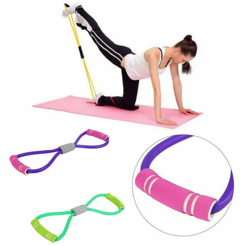 

Yoga Gum Fitness Resistance 8 Word Chest Expander Rope Workout Muscle Fitness Rubber Elastic Bands for Sports Exercise