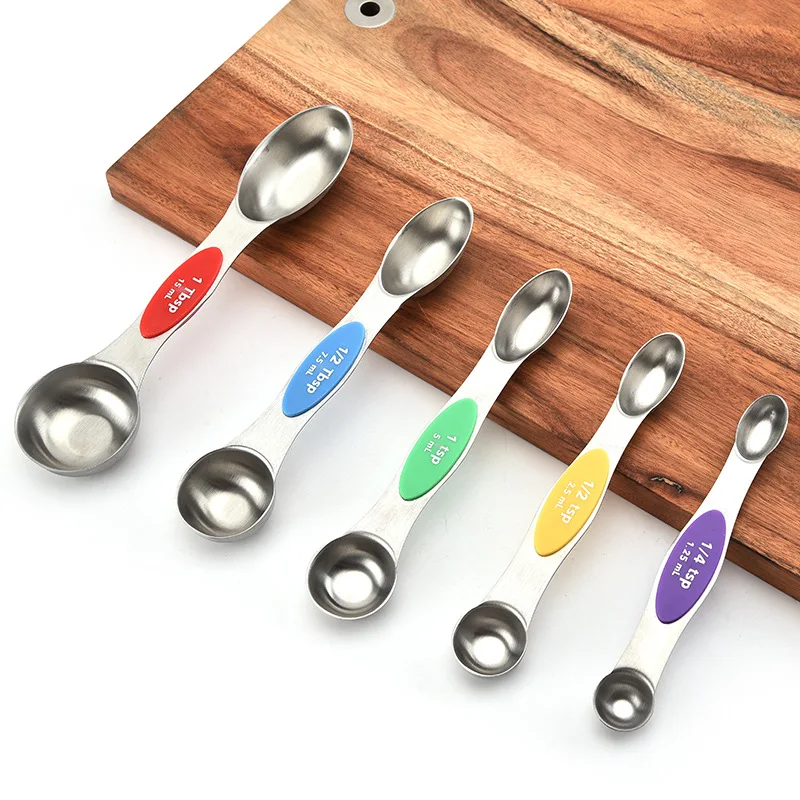 5 шт./компл. из нержавеющей стали цветной комплект двух головкой мерные ложки для