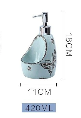 blue 420ml Скандинавские креативные бутылки для дезинфицирующего средства для рук, расписанные вручную керамические бутылки для лосьона, диспенсер для мыла, отель, клубный дом, Товары для ванной CL0423 - Цвет: blue 420ml