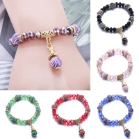 new jewelry natural stone rhinestone beads solid color glass bead drop pendant beaded bracelet charm bracelets womens jewelry
