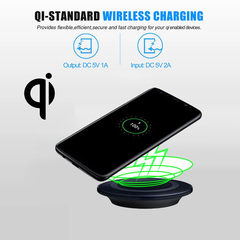 Беспроводное зарядное устройство для Samsung Galaxy S9/S9 Plus портативное беспроводное Qi