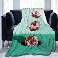 donut fashion 3d printing comfortable printed flannel sheet bedding soft blanket square picnic soft blanket quick dry