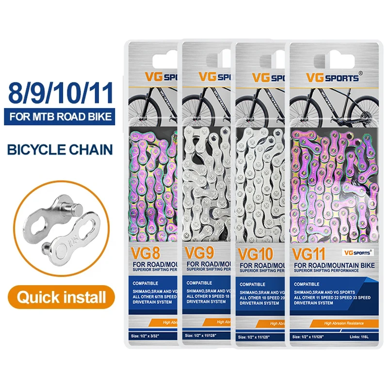 

8 9 10 11 Speed Bicycle Chain For Shimano SRAM Bike Ultralight Chain Silver Rainbow Hollow Bike Chain Mountain Road Bike Chains