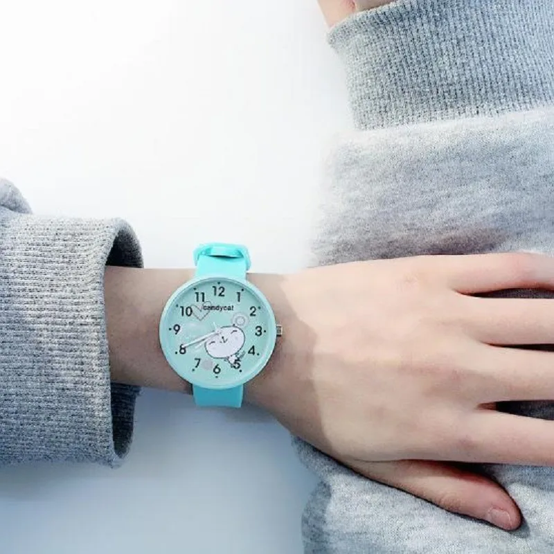 

Часы женские в стиле Харадзюку, простые розовые студенческие, с силиконовым ремешком, конфетные