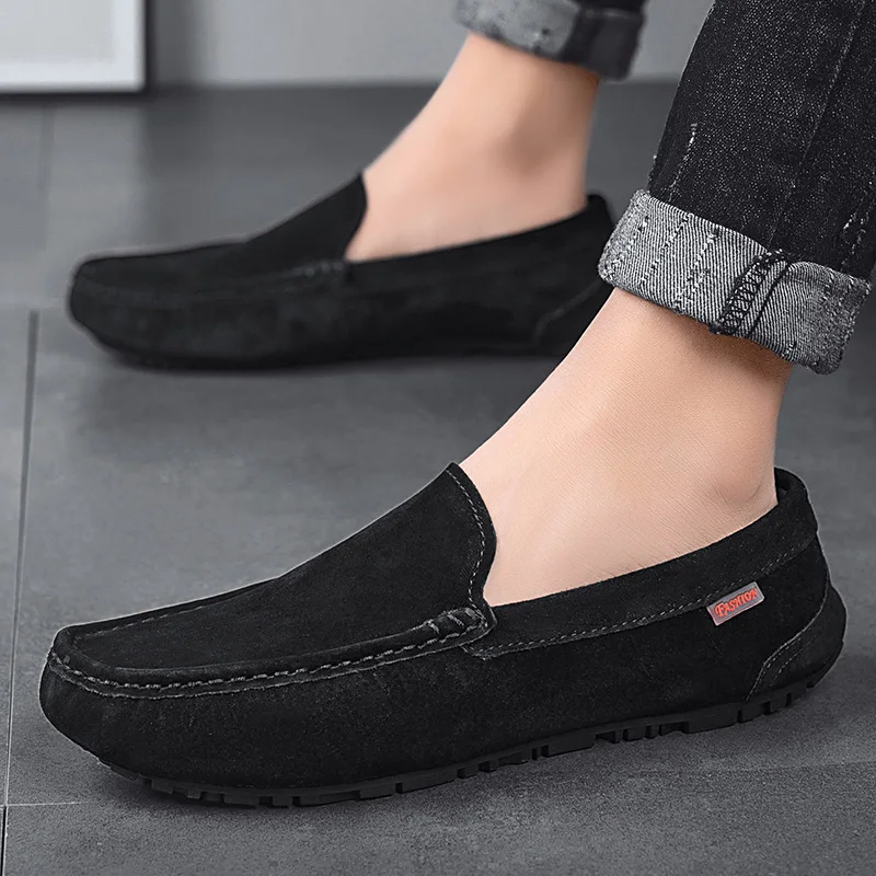 

Italian Mens Shoes Casual Luxury Brand Men luxurious Split Leather Moccasins Comfy Slip On Boat Shoes leather shoes for men