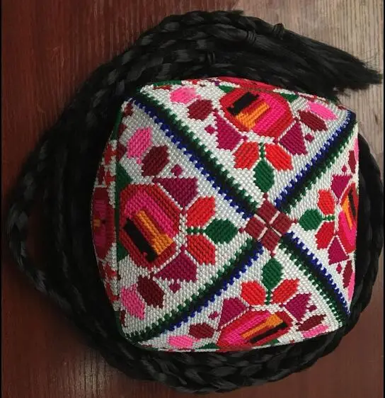 Синьцзян уйгурская женская шляпа с 4 вышивкой для конского хвоста |