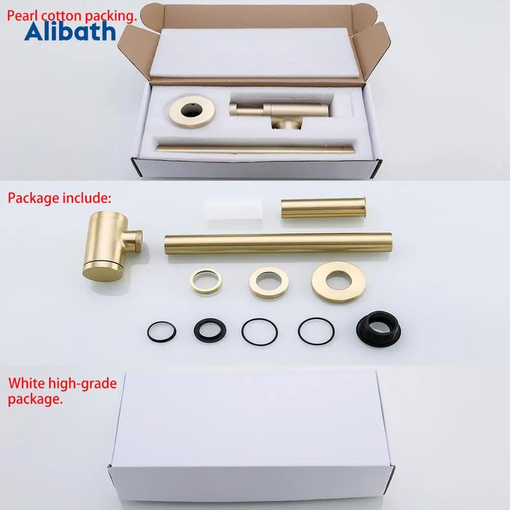 Матовая Золотая бутылочка для раковины п ловушка латунный сифон в ванной комнате