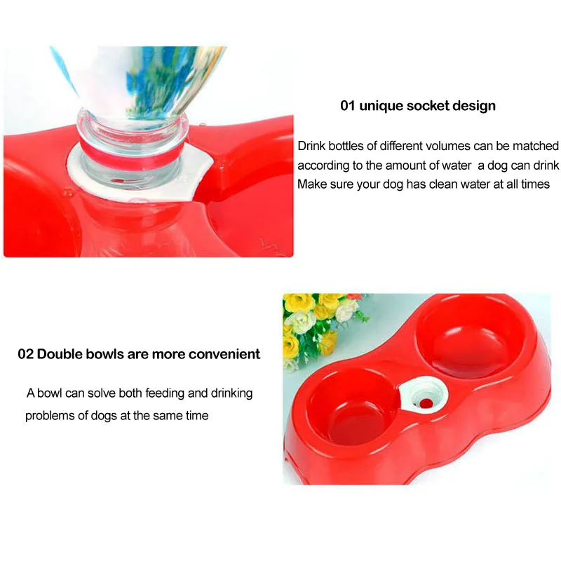 Миска для питомцев пластиковый контейнер еды с двойным отверстием поилка щенков