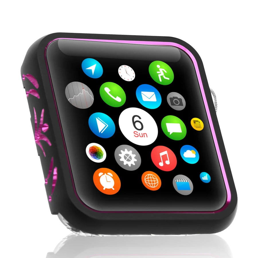 Двухцветная алюминиевая оправа из металлического сплава чехол для Apple Watch крышка полная защита серии 1 2 3 42 мм 38 мм идеально подходит бампер - Цвет: Black Rose