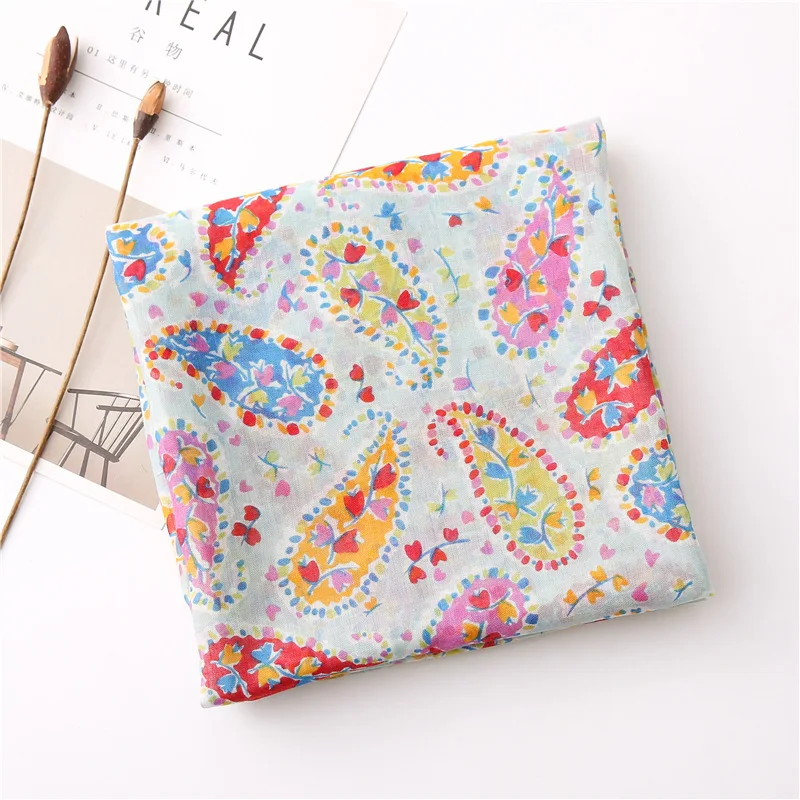 Хлопковый женский длинный шарф с цветами мягкий весенний Новый шали из вискозы