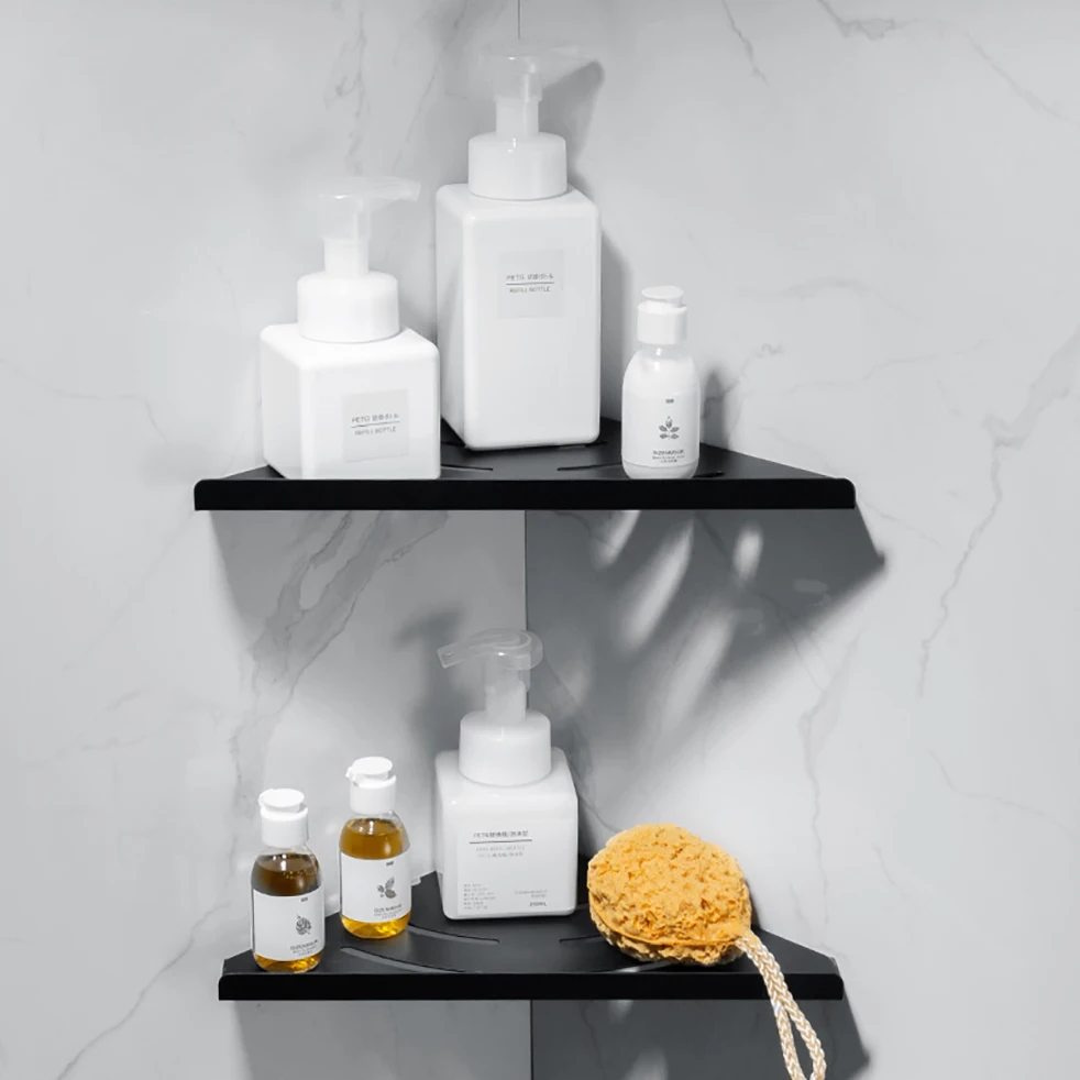 Черная Ванна Душ Caddy треугольная полка для ванной настенное крепление