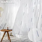 Занавеска NAPEARL с геометрическим узором, жаккардовая, в полоску, из искусственного льна, для гостиной