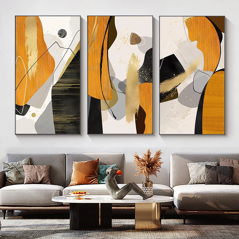 

Luxury Abstract Wall Art Poster Modern Style Canvas Painting Print Gold Scandinavian Pictures for Living Room Home Decoration
