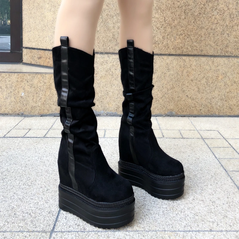 

2020 Autumn winter New boot woman middle boot plus velvet vintage Martin boot woman thick heel high heel high boot