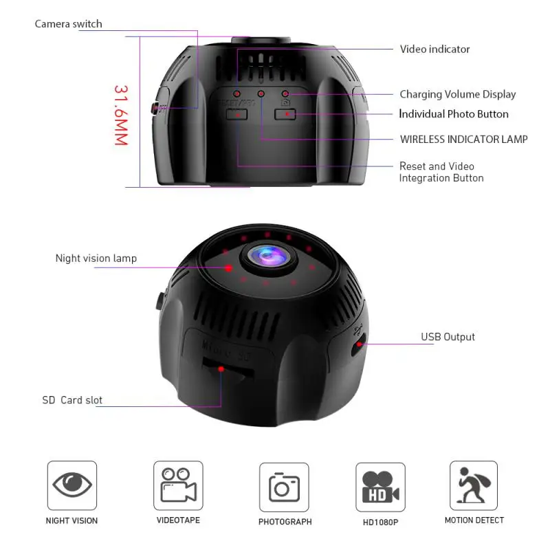 

X7 1080P 4K уличный Спорт DV Wi-Fi мини беспроводной видеорегистратор ночного видения IP-камера для домашней безопасности видеокамера с переключени...