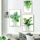 Маленькое свежее зеленое растение, холст, картина, нордический минималистический лист, паук, растения, плакаты, настенные картины для гостиной, домашний декор