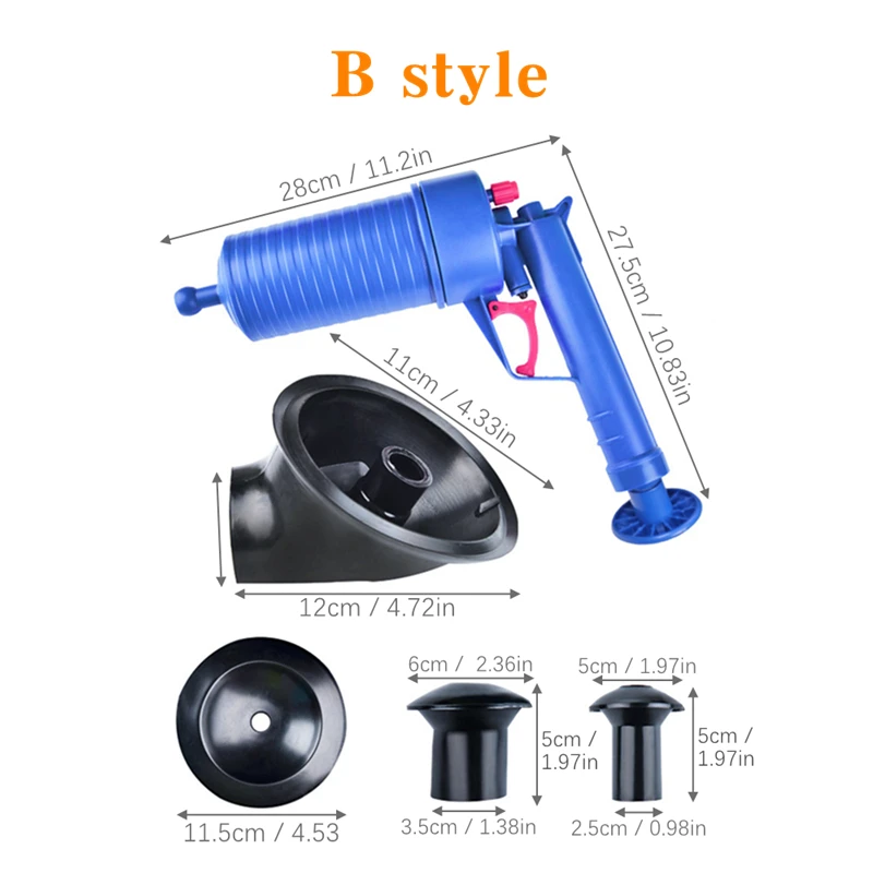 Desatascador Manual de alta presi&oacute;n, herramienta de bomba de dragado de tuber&iacute;as, desatascador de desag&uuml;e, desatascador de inodoro de ba&ntilde;o-4