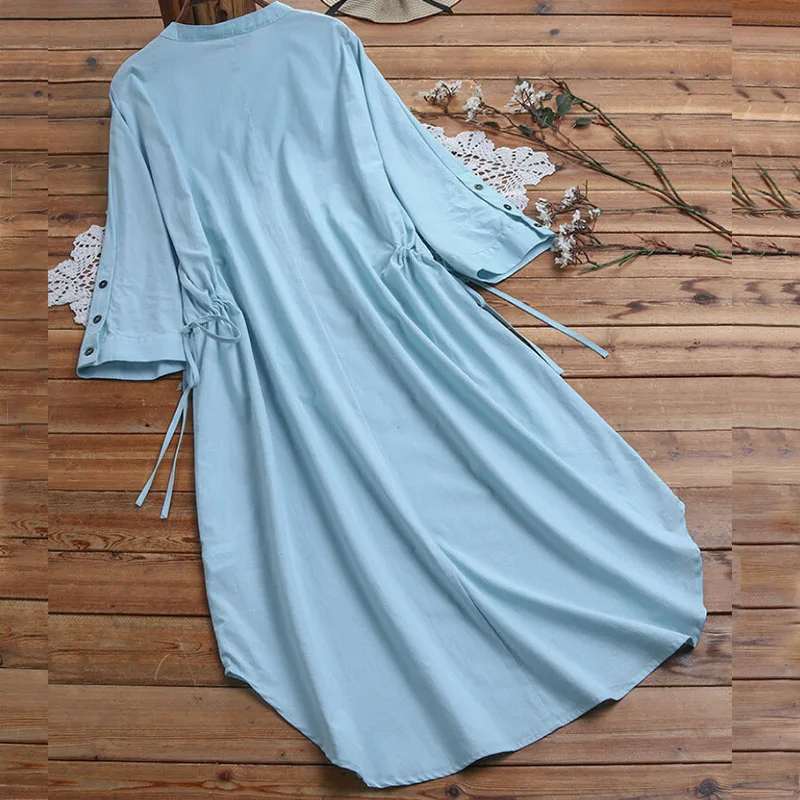 

Linen Dresses Plus size For Women 2021 Summer Cotton 100% Elegant Loose Waist Long Sleeve Casual White Shirt oversized Dress