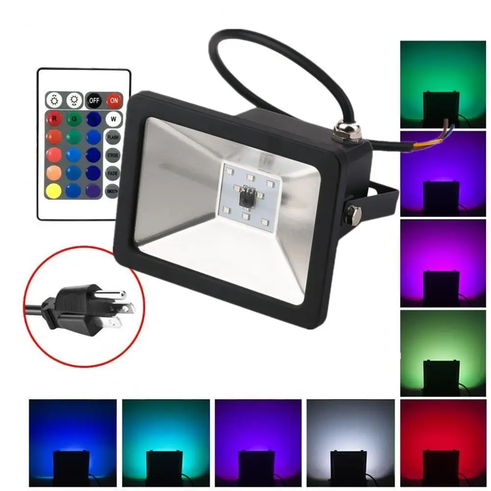 

10W IP65 Waterproof RGB 16 Different Colors LED Flood Lamp Floodlight with Remote Control for Outdoor Stage Garden Porch Lights
