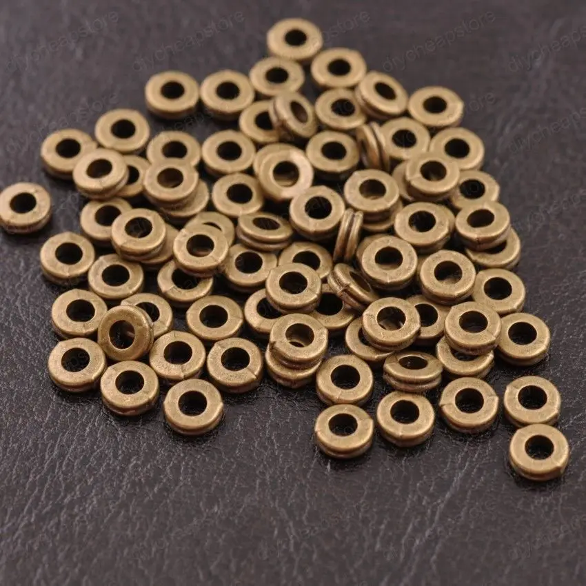 Antique Bronze 100 шт Круглые тибетские серебряные DIY бусины для изготовления ювелирных изделий металлические амулеты разделительные бусины фурнитура для браслета 6 мм - Цвет: Antique Bronze