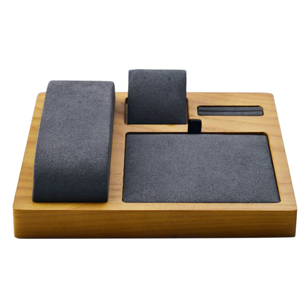 4 in 1 Black 15 x 1 3 в 1 ювелирные изделия браслет серьги кольца Дисплей Органайзер лоток держатель Коробка Для Хранения Чехол ожерелья ювелирные изделия упаковка - Цвет: 4 in 1 Black 15 x 1