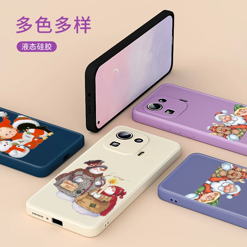 

Happy Christmas Day For Xiaomi Mi 11 Ultra 10T 10S 9 5G Pro Lite Youth Mix 4 Liquid Silicone Soft Cover Phone Case