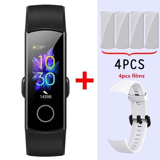 black add white Умный Браслет huawei Honor Band 5, Оксиметр крови, кислород, волшебный цвет, сенсорный экран, для плавания, для обнаружения сердечного ритма, сна, сна - Цвет: black add white