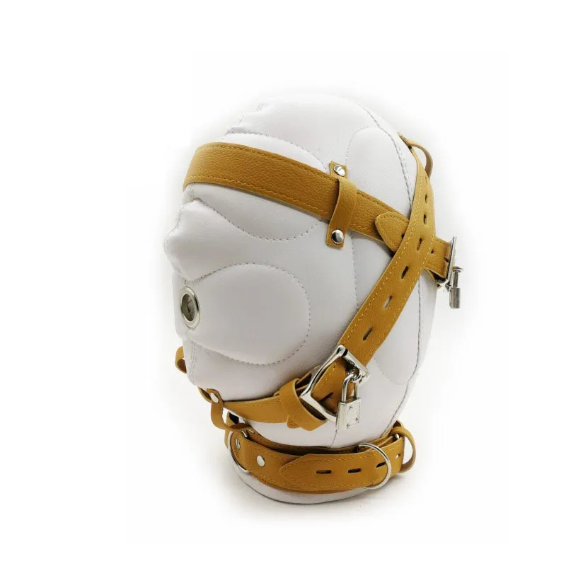 Готический унисекс мягкий искусственный кожаный шлем блокирующие ремни белая