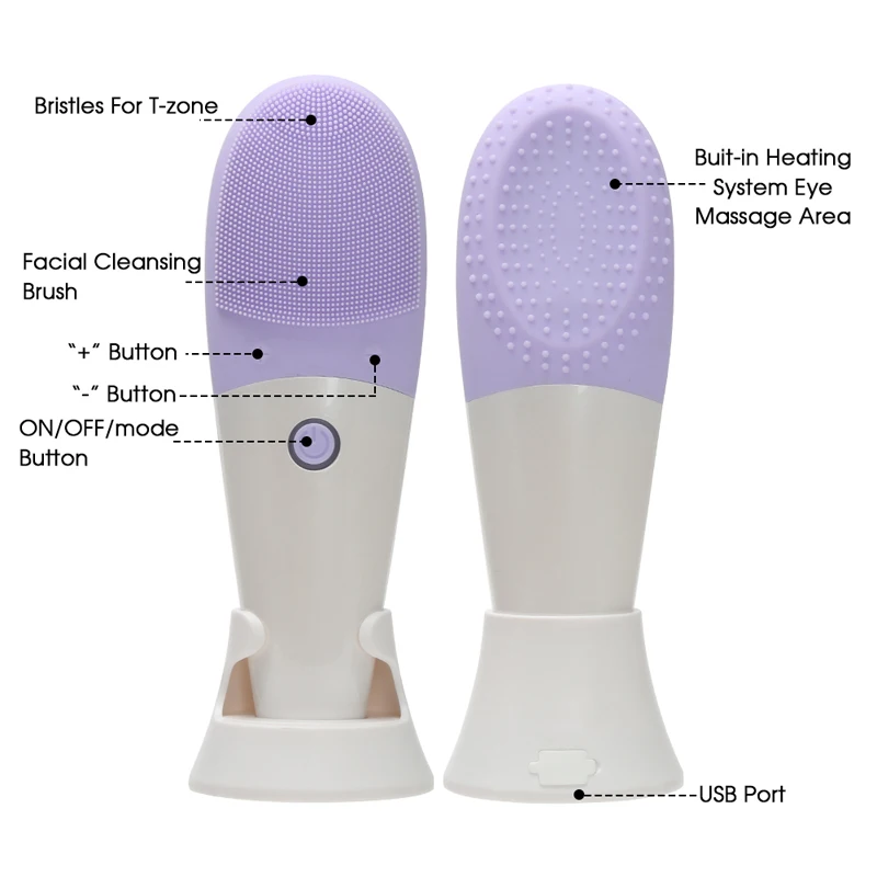 Очищающая щетка для лица Электрический силиконовый массажер подогрева глаз