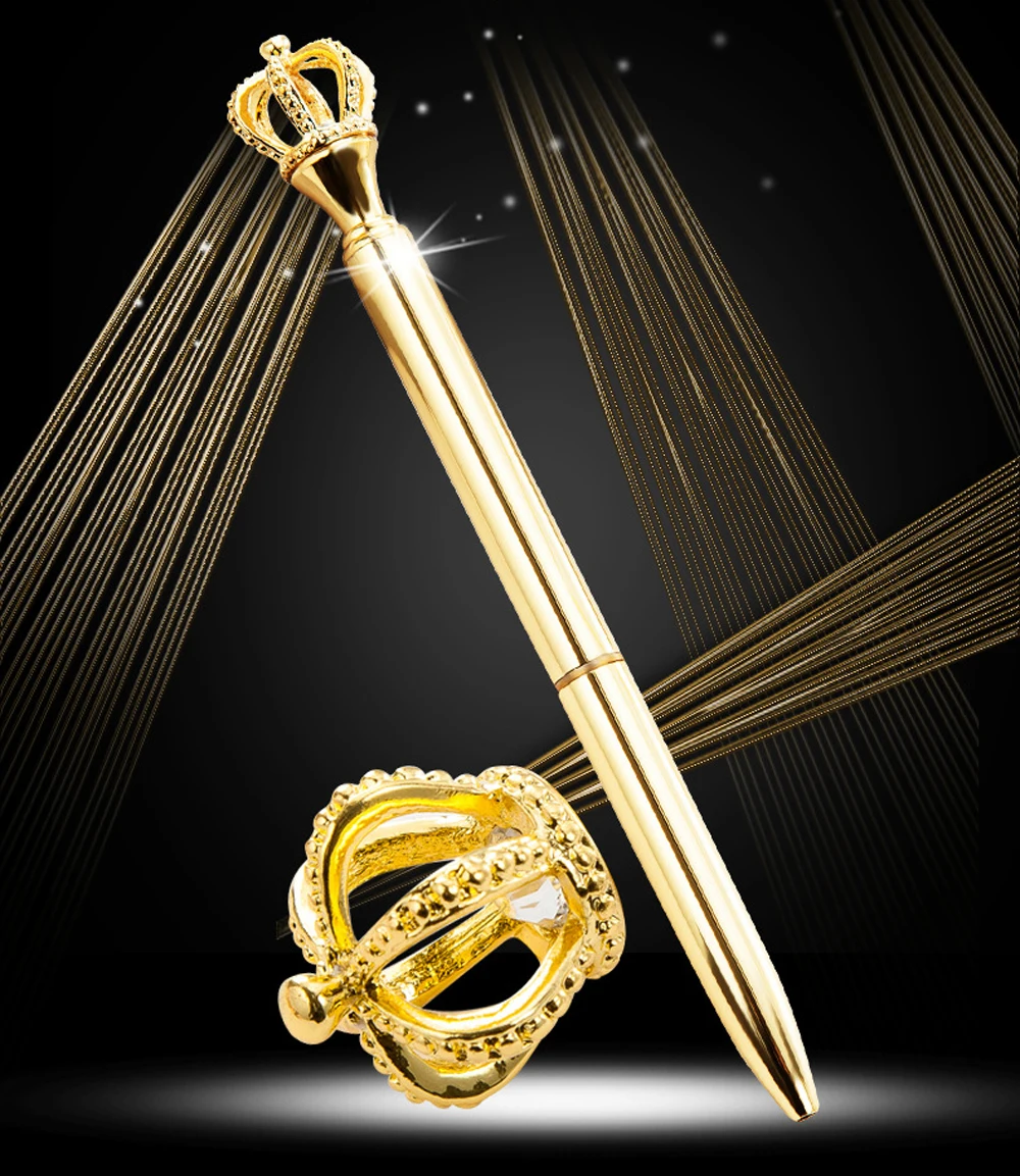 50 шт./лот креативные шариковые ручки с золотой короной и бриллиантами 1 0 мм для