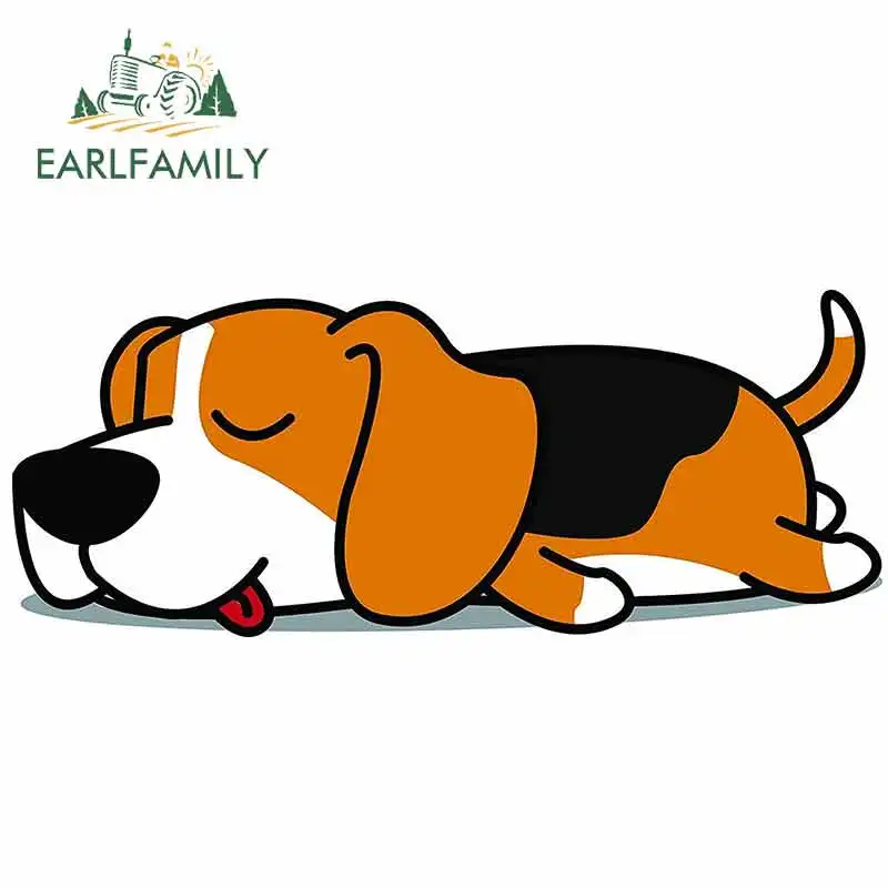 

EARLFAMILY 13cm x 5.2cm for Cute Sleepy Lazy Beagle Puppy Dog Cartoon Fine Decal DIY Motorcycle Car Stickers Waterproof