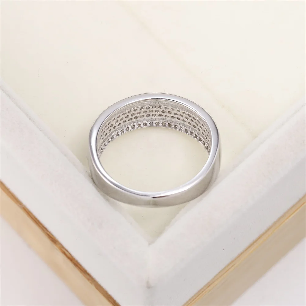 

Best selling European and American S925 silver wedding ring luxury row diamond zircon crystal jewelry women's gift