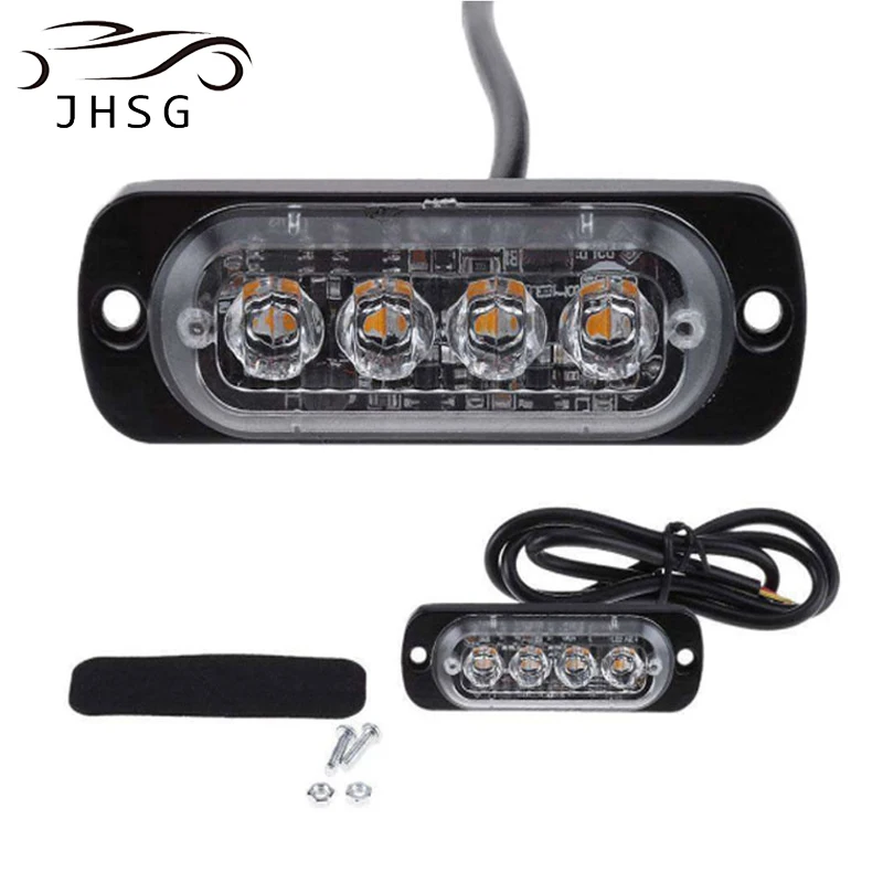 

1CPS 4LED Strobe Warning Auto Light Automotive Goods Grill Flashing Breakdown Emergency Light Car Lamps Truck Trailer Side Light