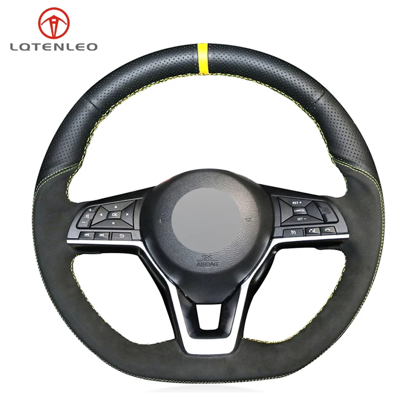 

Black Genuine Leather Suede Sew Car Steering Wheel Cover for Nissan Kicks X-TRAIL 2017-2019 March Rogue Qashqai 2017-2019 Sere