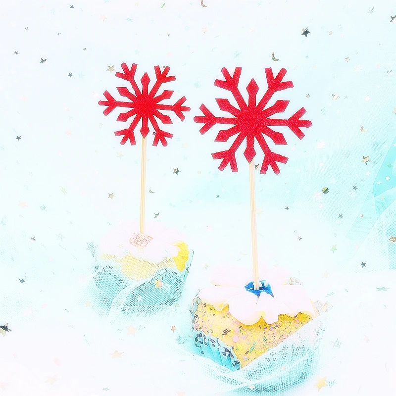 20 шт. блестящий серебристый белый ледяной лед Снежинка кекс Топпер бамбуковая