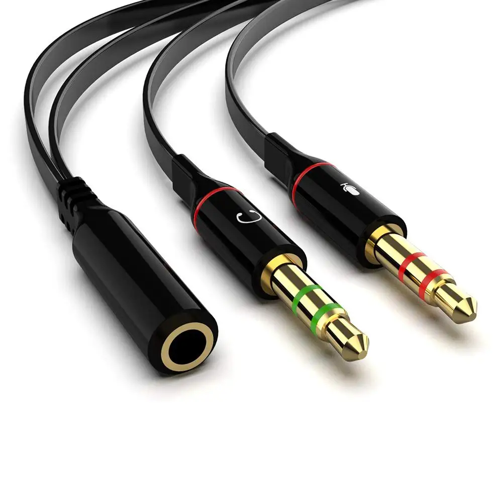 

10pcs Headset Splitter Cable Mini For PC 3.5MM Earphones Adapter Female To 2 Male Jack 3.5 Mic Y Splitter Headset To PC Aux C