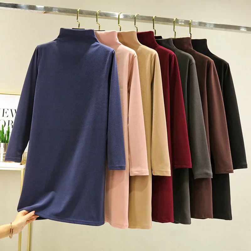 

Fdfklak Casual Loose Long Sleeve Nightgowns For Women Spring Autumn Outside Wear Night Dress Turtleneck Velvet Home Clothes