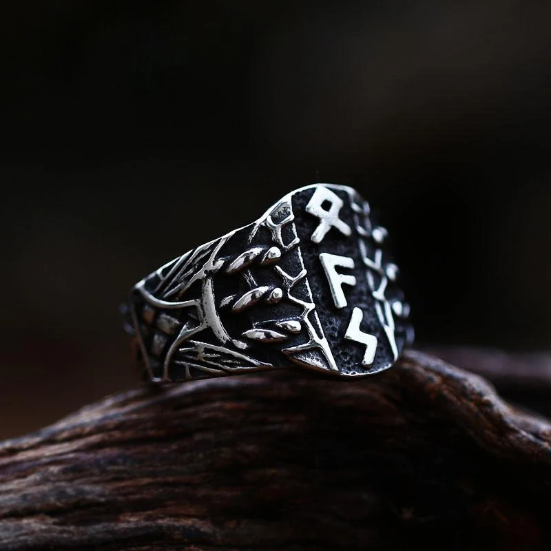 

Nordic Retro Viking Letter Stainless Steel Ring Men's Personality Fashion Biker Jewelry Boyfriend Creative Gift Wholesale