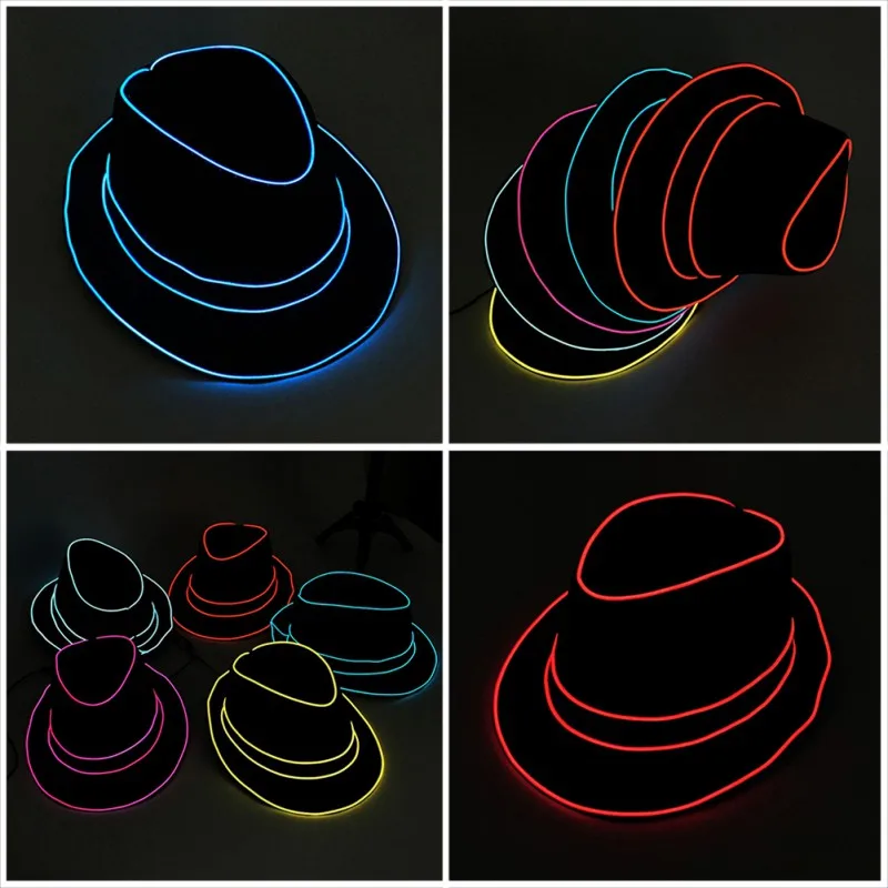 

Home Pet Products Premium Light Up Hat Uses EL Wire Bright LED Flashing Jazz Cap Party Hat For Party Concert Stage Show update