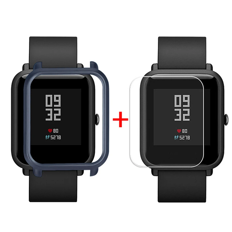Защитный чехол-накладка для Huami Amazfit Bip Younth Watch с защитной пленкой для экрана, тонкая красочная рамка, корпус из поликарбоната, идеально подходит для S30