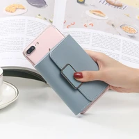 womens wallet high quality three fold female brand pu leather long coin purses multifunction clutch phone pocket card holder