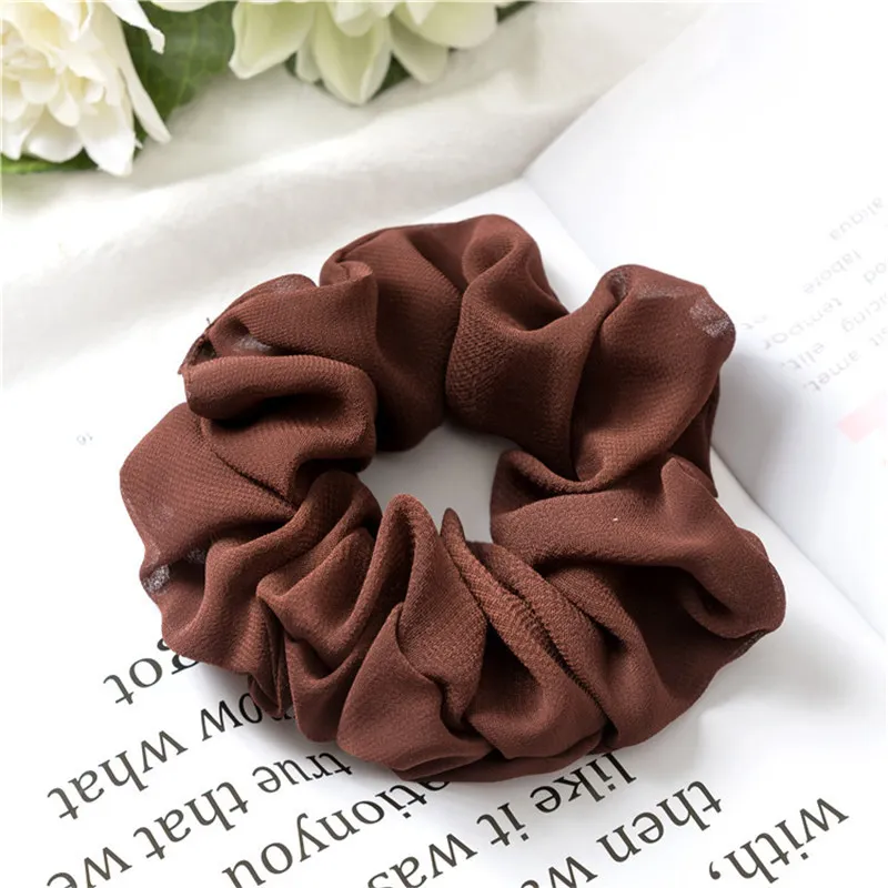 coffee 1 шт., Женский однотонный атлас, резинки, эластичные волосы резинки, бант, скручивающий пакет, Милые простые шелковые аксессуары для волос для девочек - Цвет: coffee