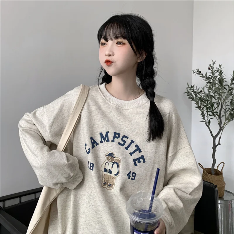 Реальная фотография Ранняя осень новый милый медведь рюкзак с принтом Rac |