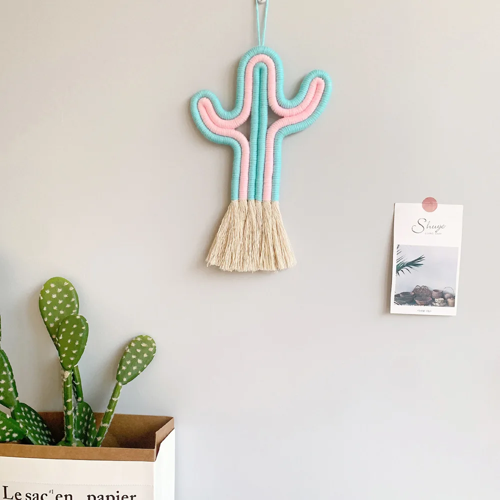 Мини гобелен ручной работы искусство мультфильм кактус нордический декор для