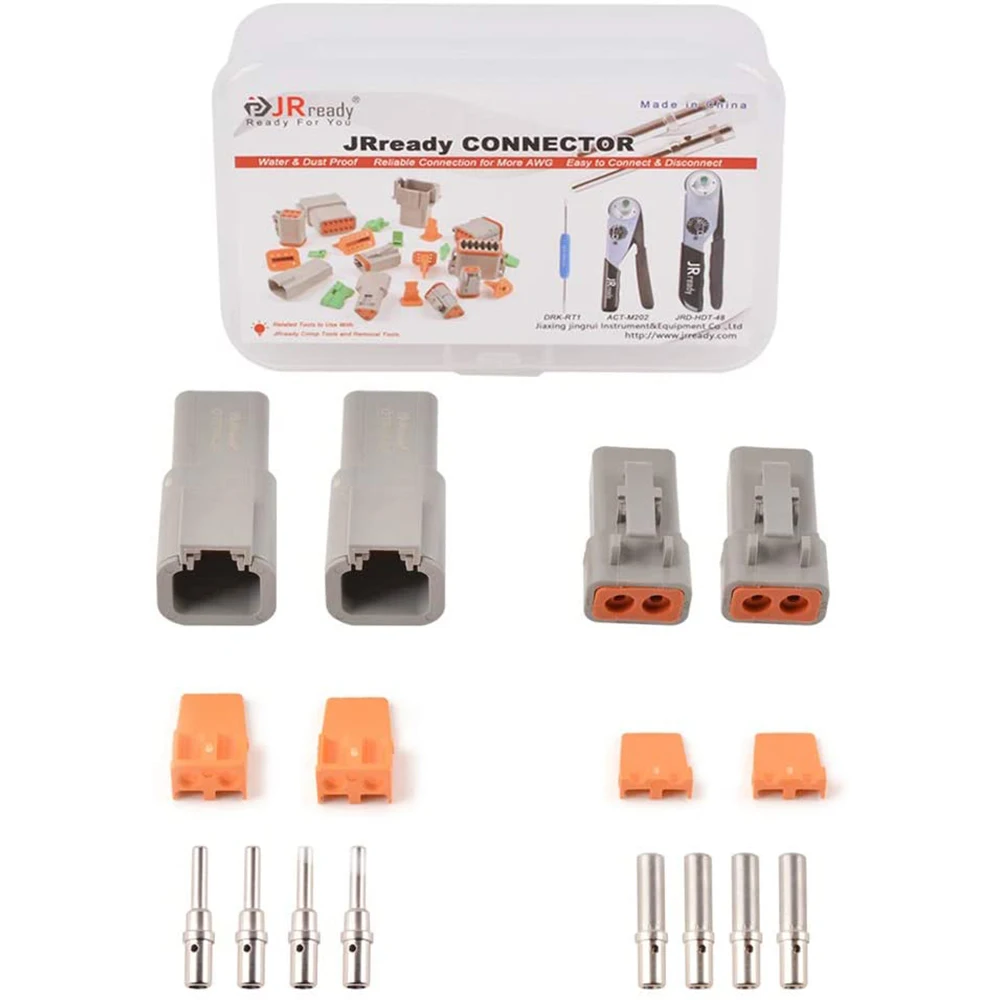 

JRready ST6138 Desch-type DT Series Connector Set 2 Holes Terminal Silicone Seal Plug Waterproof Connector 16# Wire Size 16AW