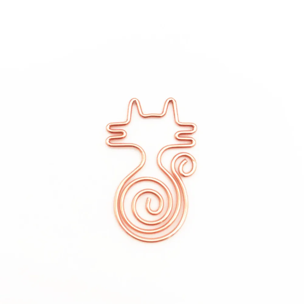 rose gold 5 шт. милые Мультяшные выдалбливают в форме кота скрепки для заметок металлические закладки Новинка Канцелярские Принадлежности для офиса и школы - Цвет: rose gold
