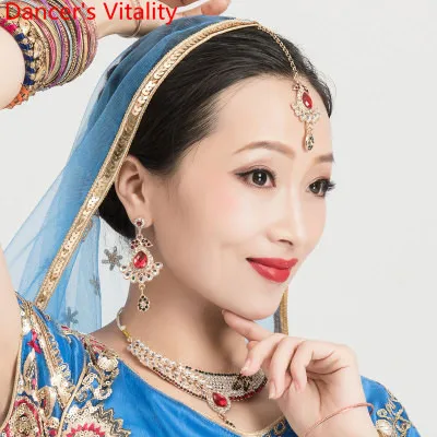 Type B Earrings 3pcs Аксессуары для индийского танца лба, подвеска, серьги, Цепочки и ожерелья комплекты из 3 предметов Восточный живот Танцы выступление конкурс украшения - Цвет: Type B Earrings 3pcs