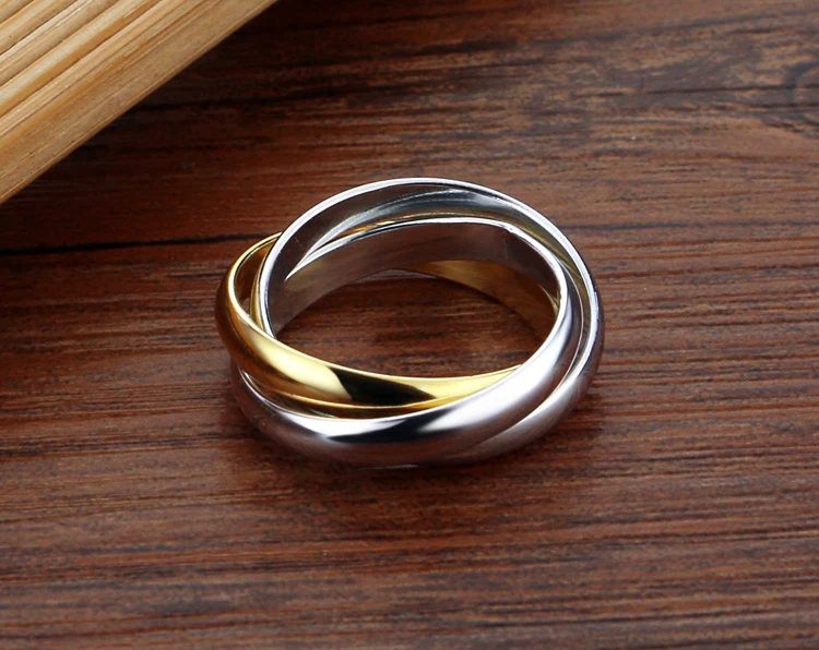 Новый Классический Стиль серебряный цвет кольцо для женщин простой три-кольцо