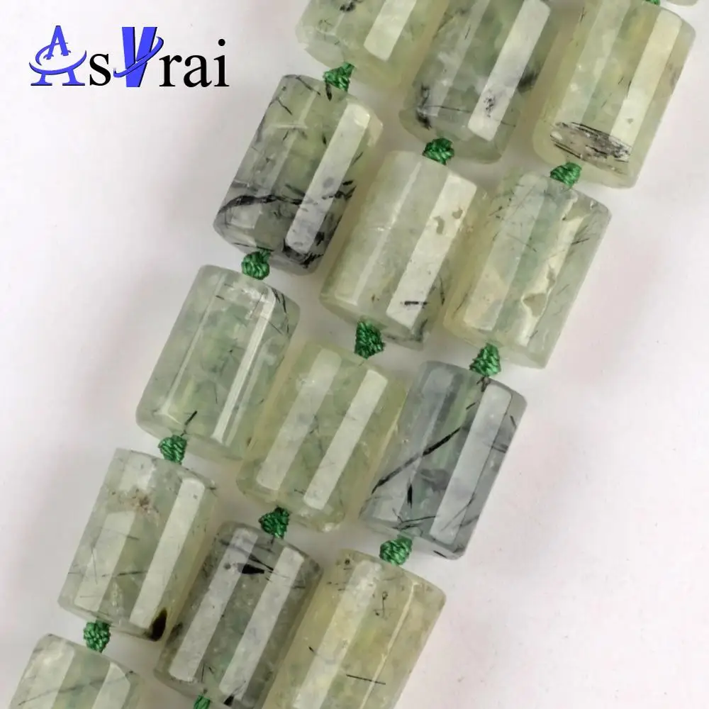 

15*10mm Natural Faceted Grape Stone Green Prehnit Stone Column Beads For Jewelry Making Spacer Loose BeadsDiy Bracelets 15"